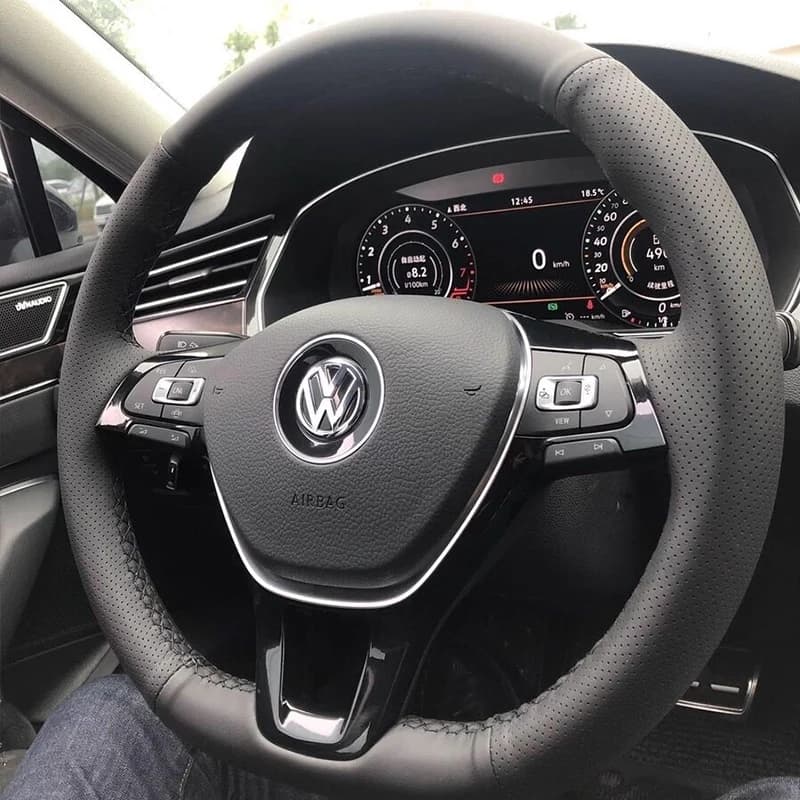 Briad Steering Wheel Cover for Volkswagen VW Golf 7 Mk7 Touran Up New Polo Jetta Passat B8 Tiguan Hand Stitched Genuine Leather