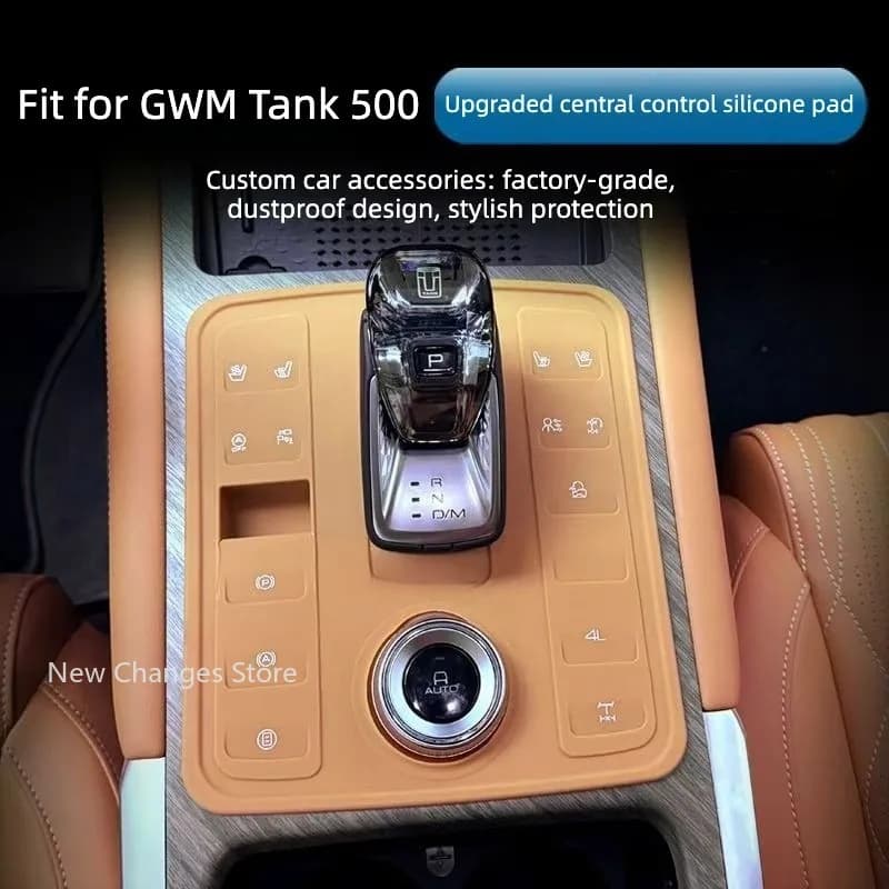 Car Center Control Dustproof Silicone Pad Fit for GWM Tank 500 Hi4-T Auto Center Control Gear Dust Cover Interior Upgrade Parts