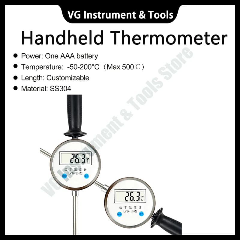 SS304 LCD-110 Handheld Thermometer Digital Portable Infrared Temperature Measuring Device Non-Contact Laser Thermometer