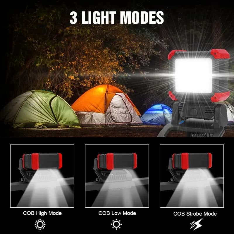Super Bright LED Work Light Rechargeable COB Magnetic Clamping Work Light with Clip 270 ° Rotatable Portable