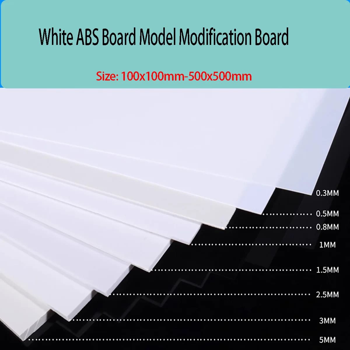 White ABS Board Model Modification Board Thickness 0.5mm 0.8mm 1mm 1.5mm2mm 3mm 4mm 5mm Customized DlY Hard Plastic Sheet