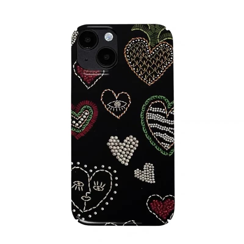 Ins Korea Black Love Badge Phone Case for IPHONE 17 Air 16E 15 PROMAX 14 Plus 13 12 MINI 11 PRO 16Plus XR XS Acrylic Phone Cover