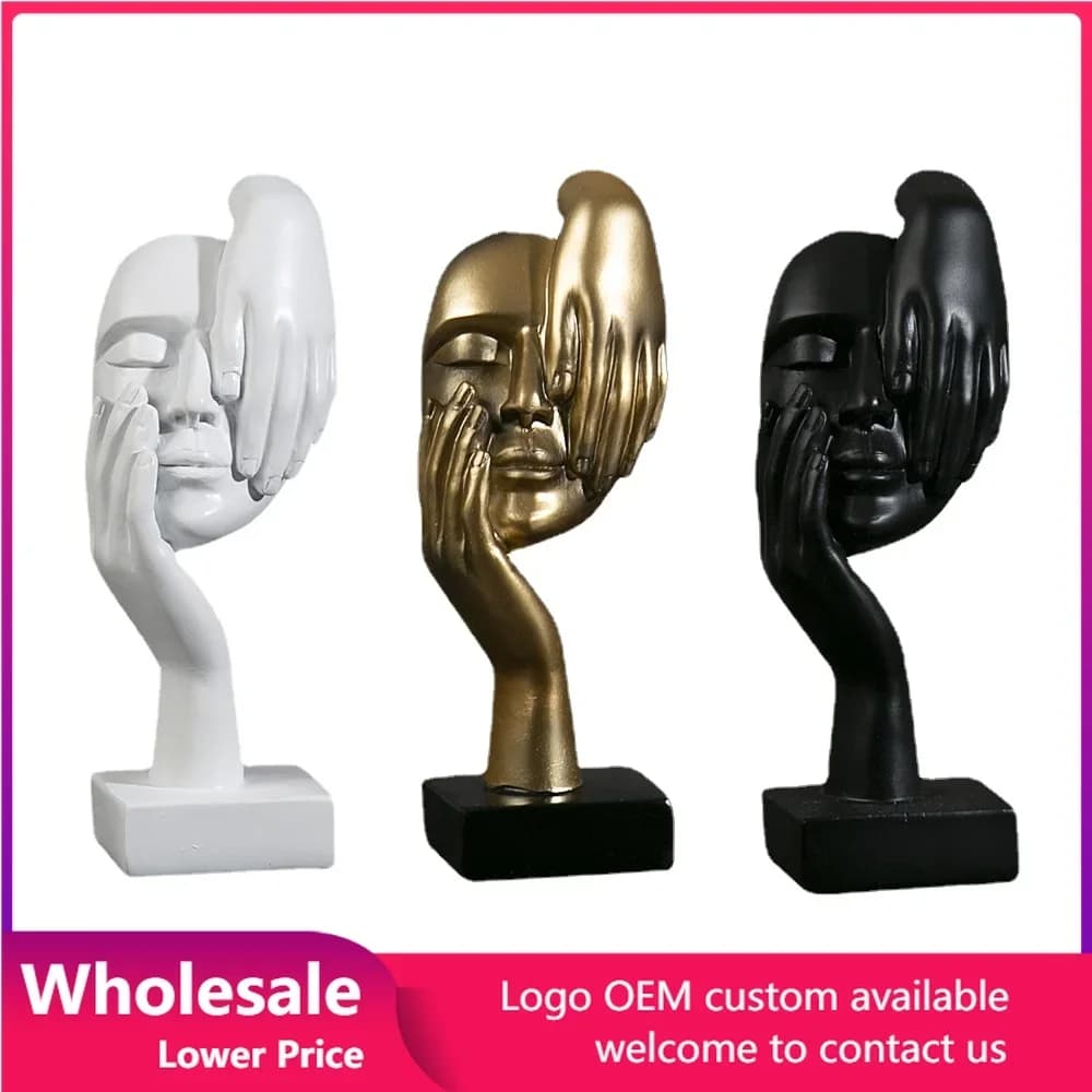 Nordic Art Statue Resin Statue Abstract Face Character Desktop Ornaments Sculpture Office  Miniature Figurines Home Decor