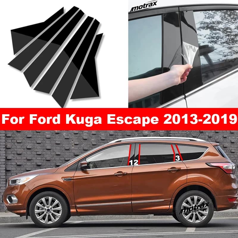 For Ford Kuga Escape 2013-2019 Car Pillar Posts Door Window Trim Cover Window Decorative Cover BC Column Sticker Accessories