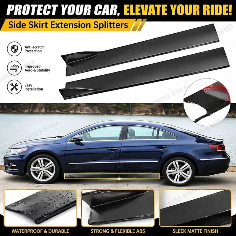 For VW Volkswagen Tiguan Passat CC Golf Mk6 SEAT Universal Side Skirt Extensions Rocker Panels Diffuser Winglets Aerodynamic