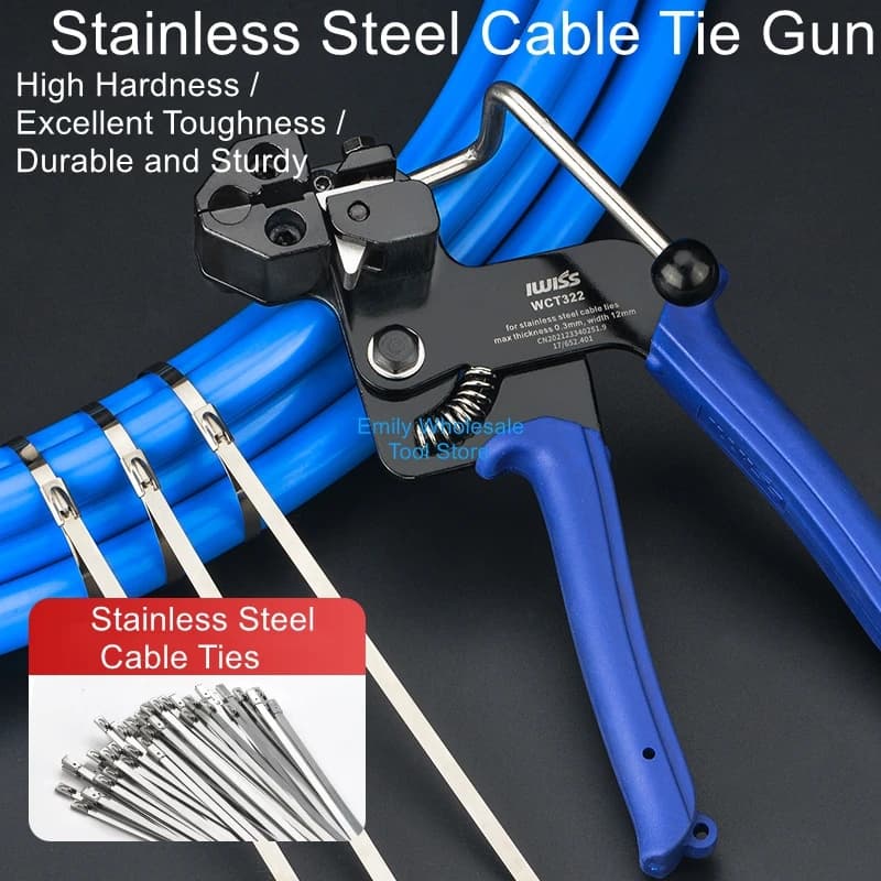304 Stainless Steel Cable Tie Pliers WCT-322 Self-Locking Steel Cable Tie Tightener Cable Tie Cutter Pliers Cable Tie Gun