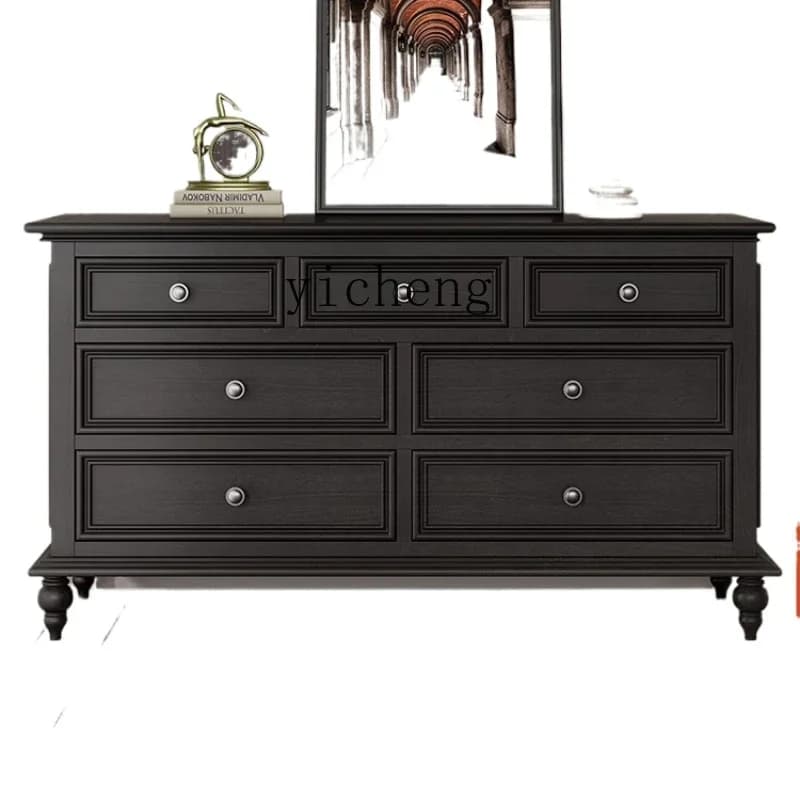 Retro Solid Wood Chest of Drawers Modern Minimalist Drawer Storage Cabinet