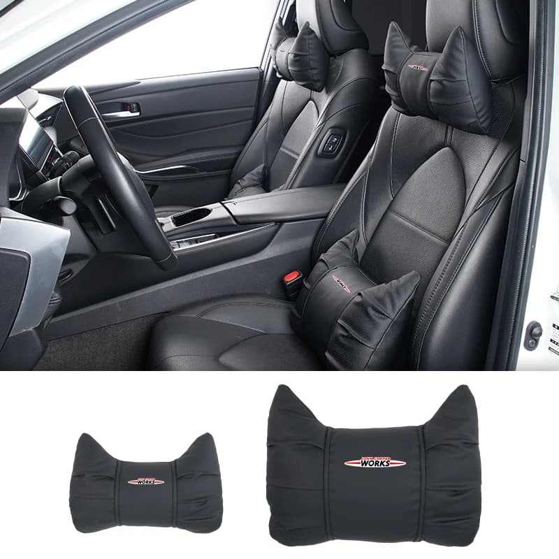 Car Seat Headrest Lumbar Support Waist Cushion Neck Pillow Accessories For MINI WORKS Cooper F55 F56 R60 R59 R58 R57 R56 R55 R53