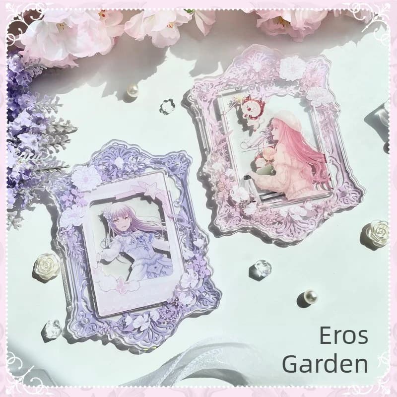 Eros Garden Acrylic Goods Display Stand, Retro Style Photo Frame for 6inch & 3inch Kpop Mini Cards, Anime Postcard Case Holder