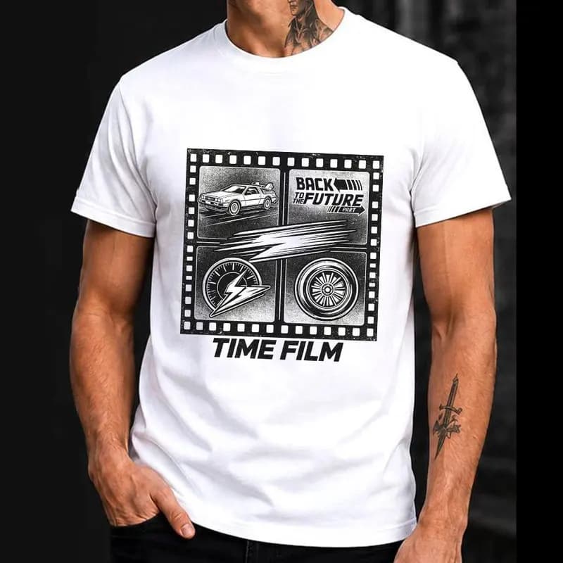 Back To The Future T‑Shirt Biff's Automotive Detailing Print Tees 0814 Hill Valley DeLorean 88MPH Time Machine Short Sleeve Tops