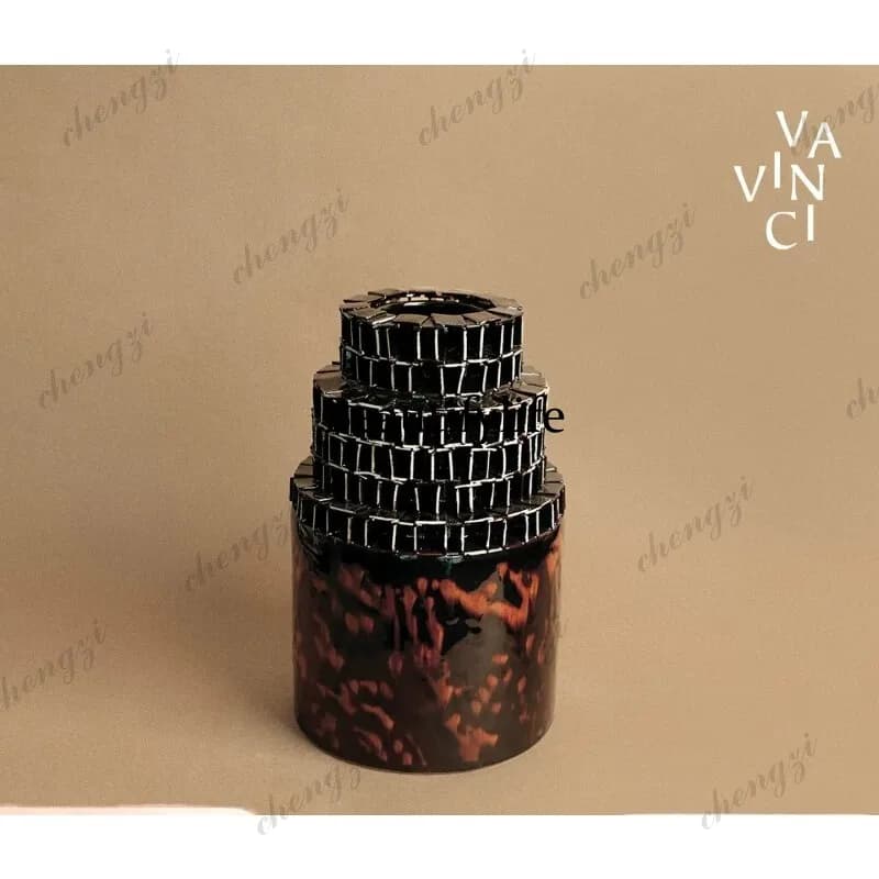 Retro ceramic vase creative personality multi-layer cylindrical flower ware living room entrance decoration