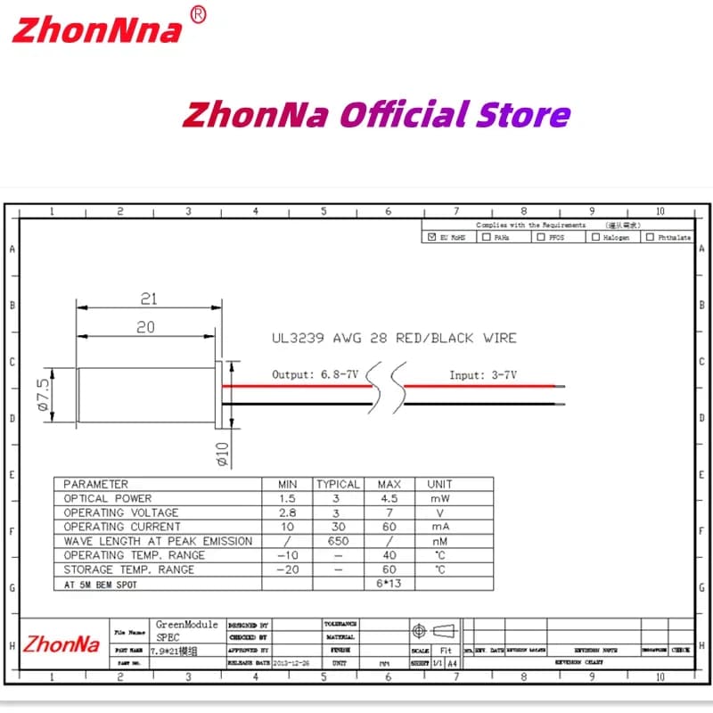 Red 650nm5 Dot Laser Modul DC Enter3V/5V 7.5X21mm Metal BronzeHead Target Photoelectric Source manufacturerFree Customization