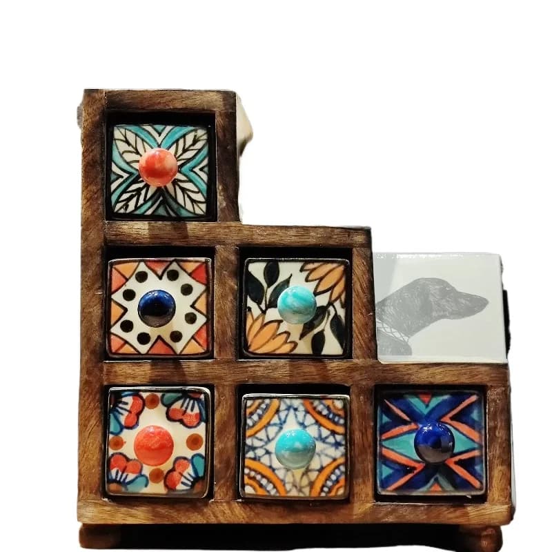 Indian hand-painted ceramic solid wood jewelry storage box for girlfriends, couples and friends, birthday wedding gifts, niche d