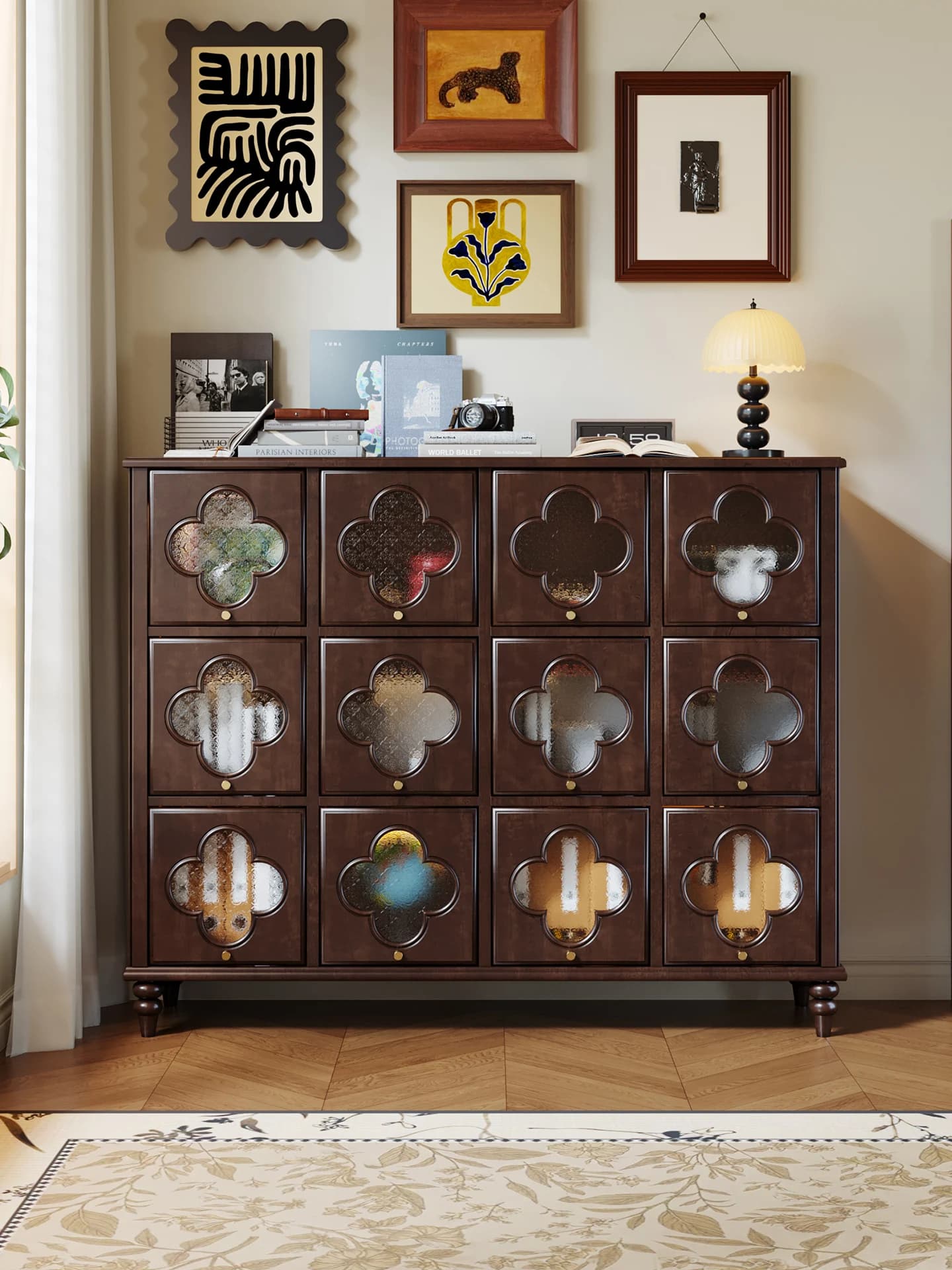 LMM retro solid wood dining table coffee table TV cabinet entrance cabinet