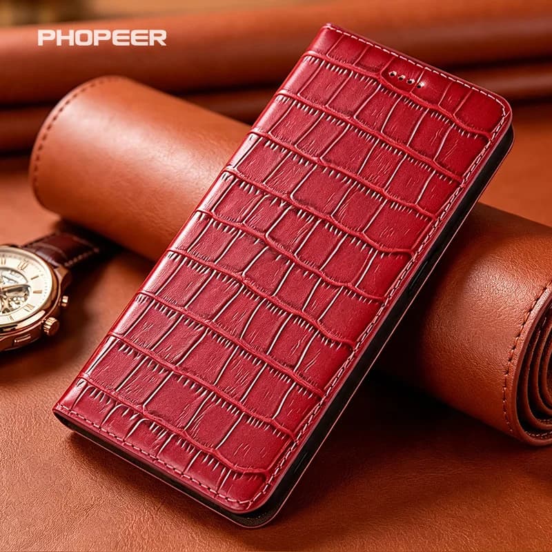 Luxury Genuine Leather Case for Xiaomi Poco M7 M6 M5 M4 M3 S Pro Plus 4G 5G Bamboo Joint Texture Phone Case