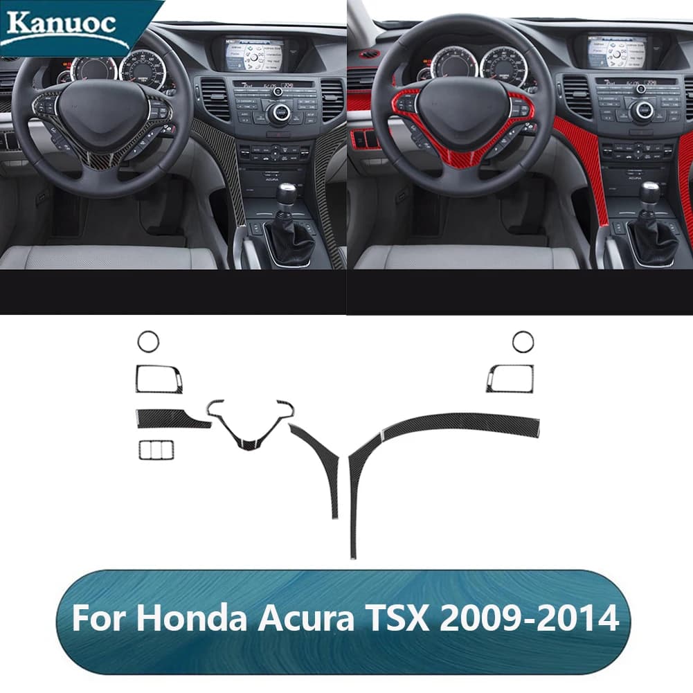 Carbon Fiber Dashboard Kit Stickers Trim Strip For Honda Acura TSX 2009 2010 2011 2012 2013 2014 Car Styling Interior Accessorie