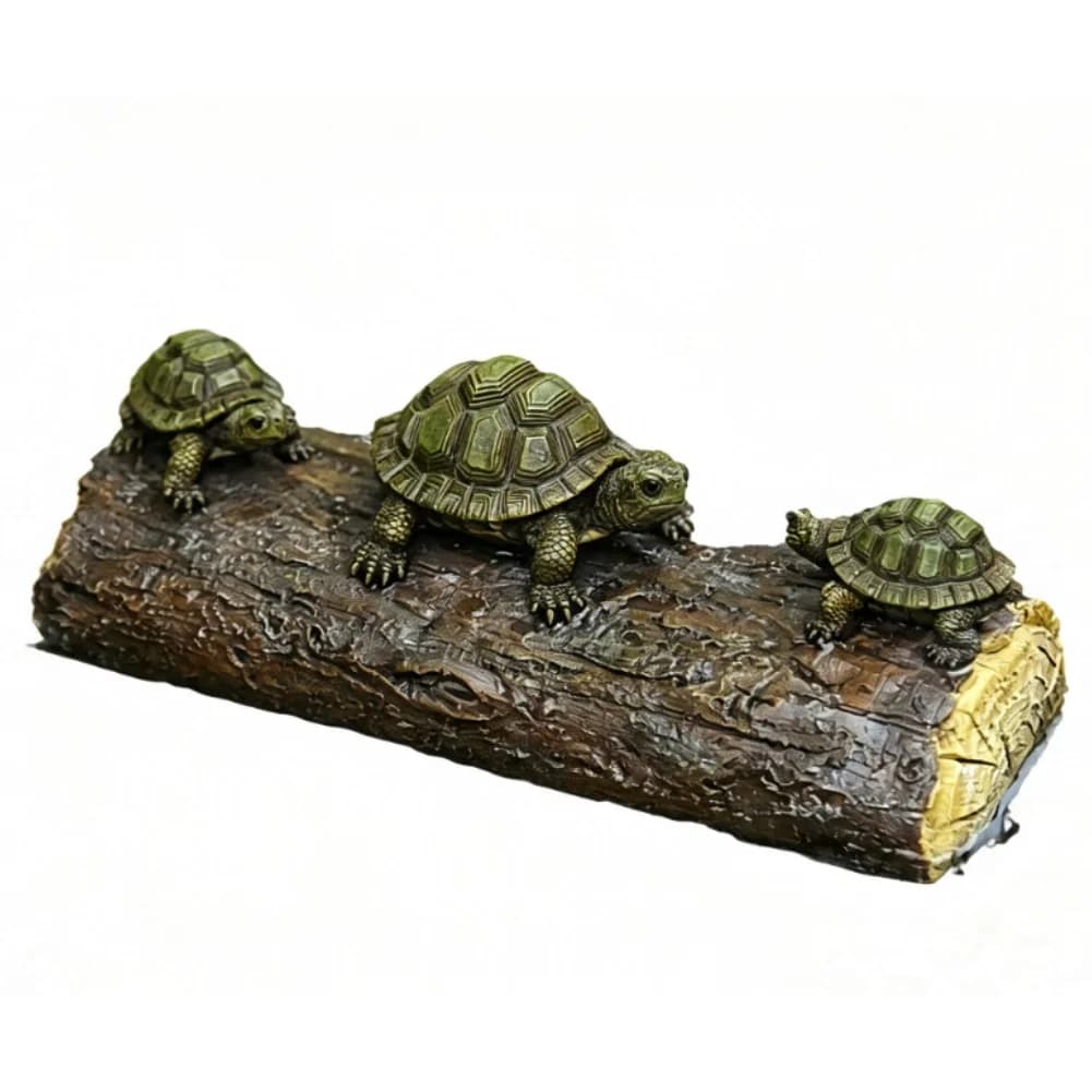 Resin For Garden Ornament Featuring Three Turtles Arranged on Wooden for Outdoor Patio and Indoor Living Space