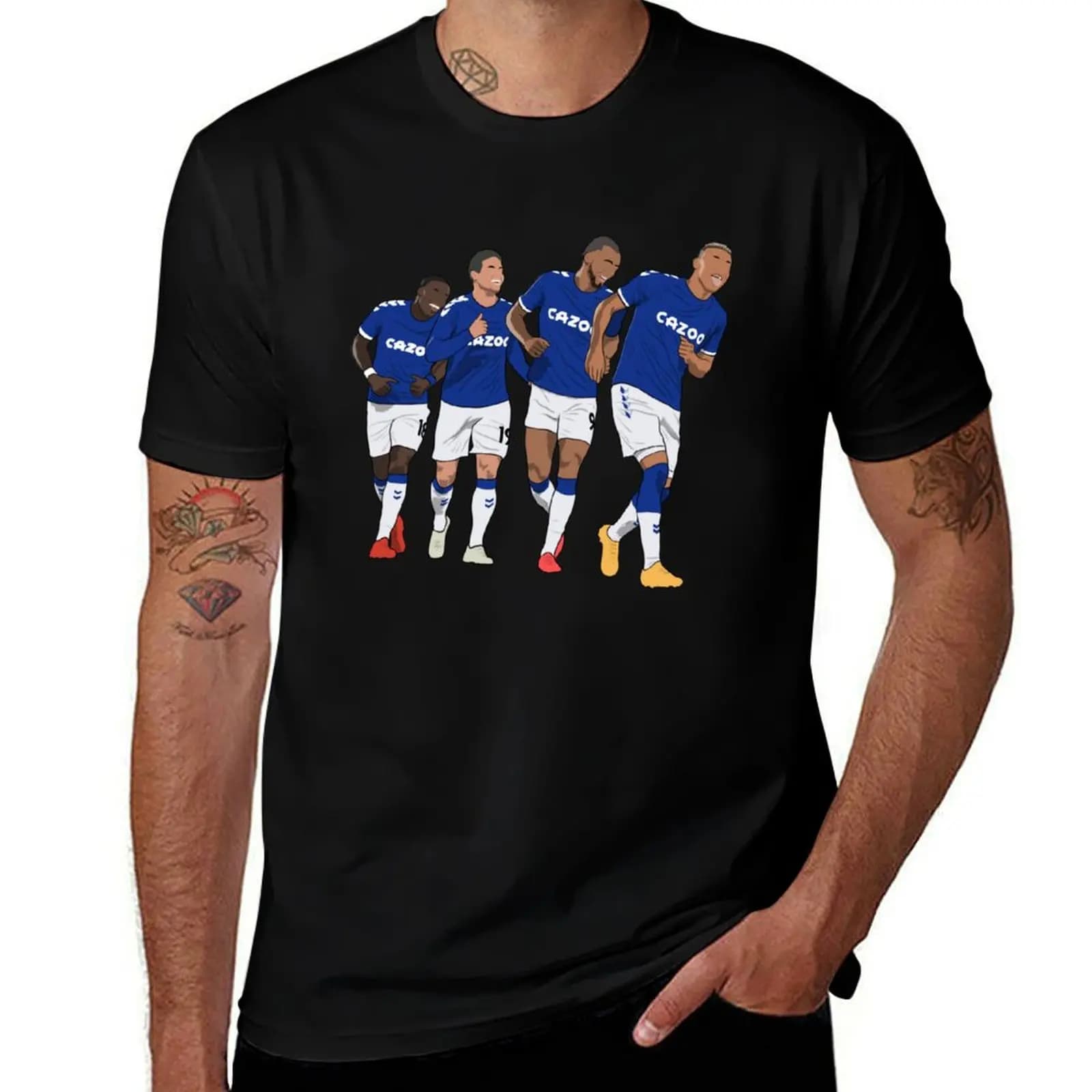 Everton Goal Celebration Richarlison Calvert Lewin Rodriguez Nkounkou T-Shirt t shirt personalised man t shirt cotton