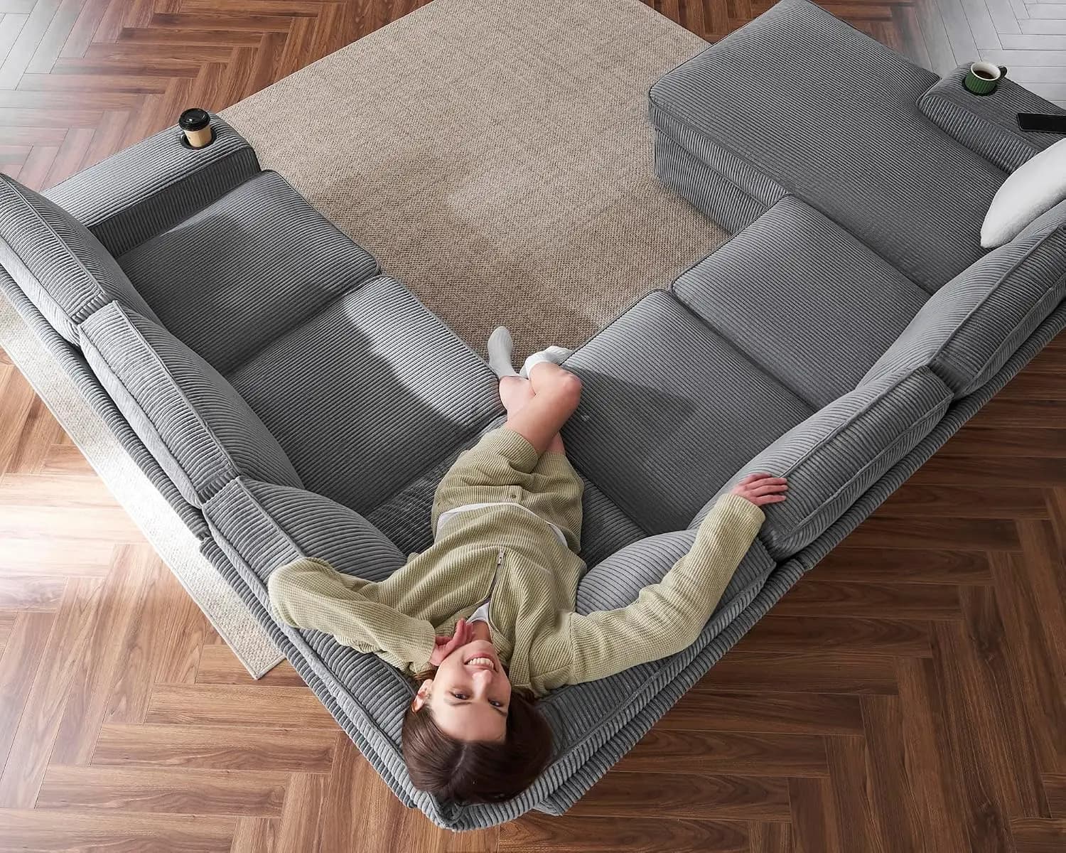 112" Sectional Couch, U Shaped Couch with Storage, Couches for Living Room