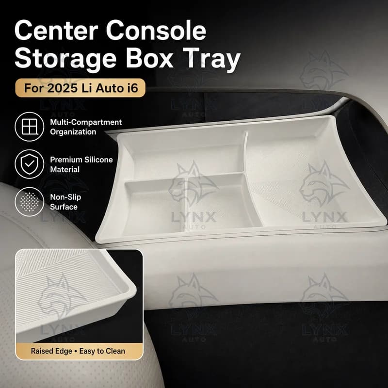 For 2025 Li Auto i6 Center Console Lower Storage Box Silicone Car Organizer Tray Insert Non Slip Mat Upgrade Accessories