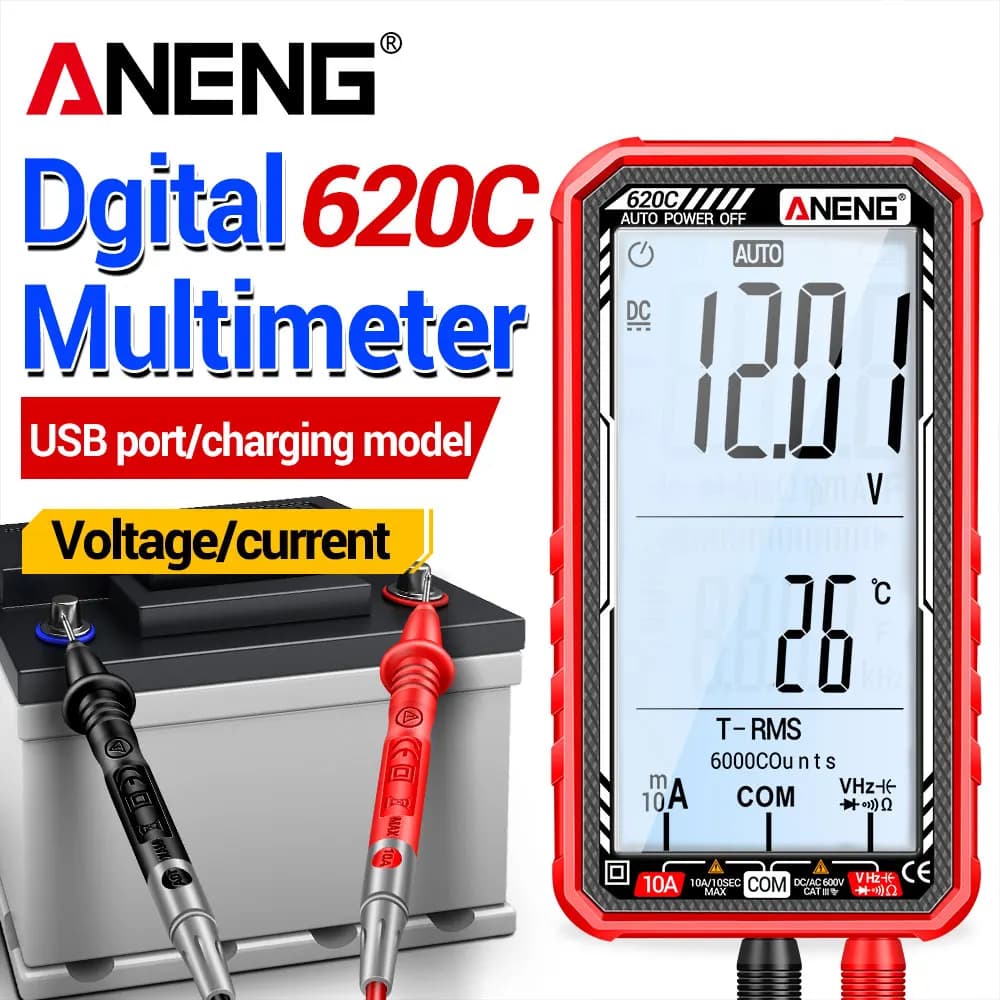 Smart Digital Multimeter Professional Electrician Tool ANENG 620C Rechargable AC/DC Current Voltage Diode NCV Induction Tester