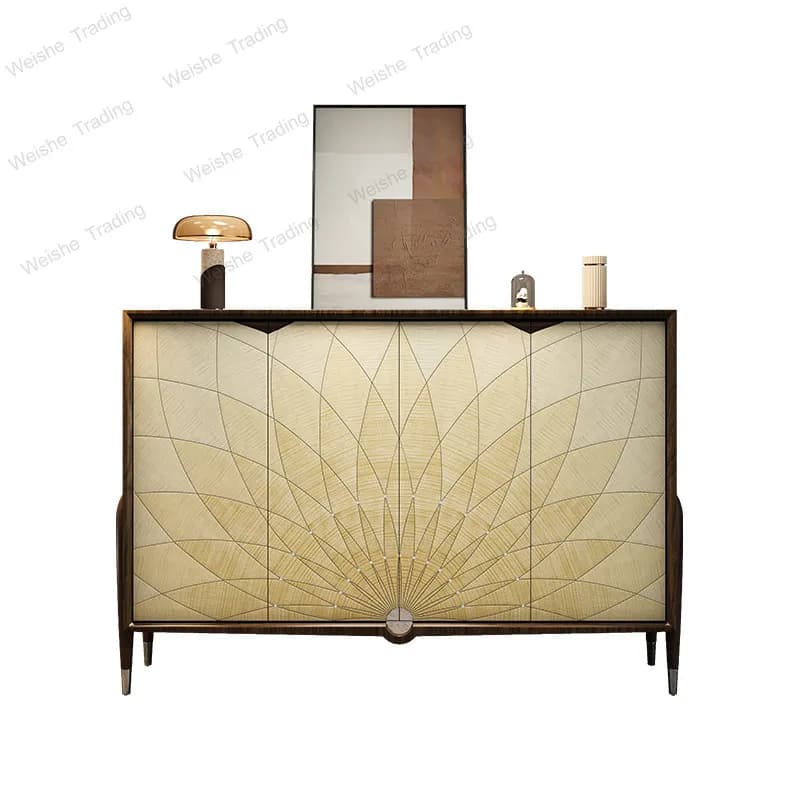 Jianhao solid wood shoe cabinet entrance integrated Italian light luxury villa large flat door living room black walnut modern