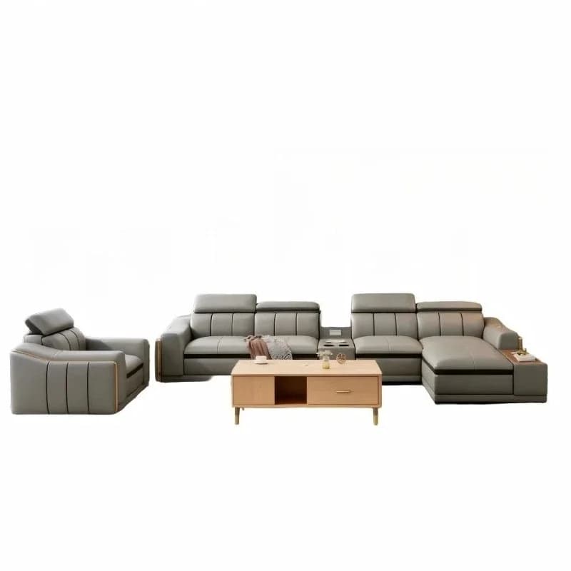 Light Luxury Light Gray Modern Combination Sofa High Quality Selected Bluetooth Speaker Smart Sofa