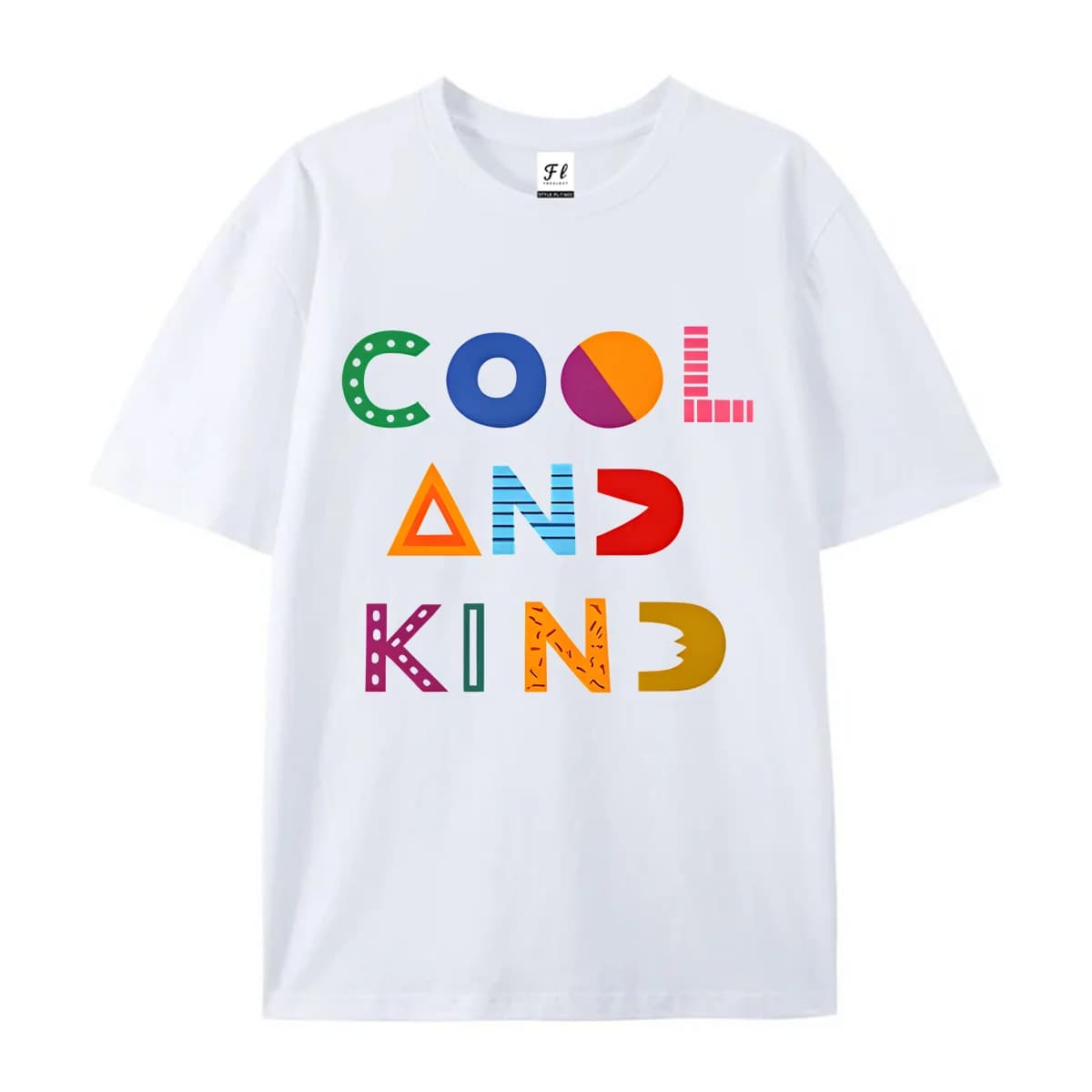 Men Short Sleeve T Shirt Cool And Kind Graphic Tees Colorful Art Letter Print Casual O Neck Summer Tops For Guys Daily Street