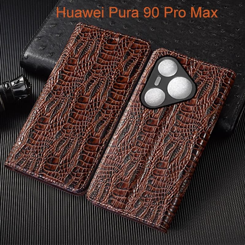 Dragon Claw Genuine Leather Flip Case For Huawei Pura 90 Pro Max Phone Cover Card Cases Scratch Proof