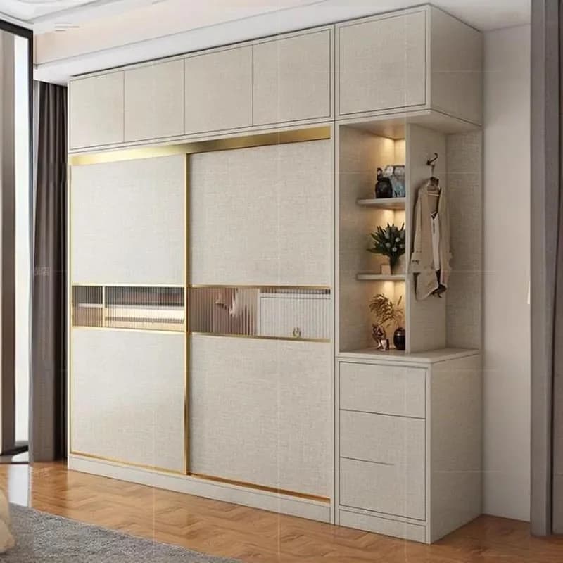 Sliding Doors Wood Wardrobes Design Drawer Elegant Home Storage Bedroom Wardrobe Set Luxury Wooden Armadio Guardaroba Furniture