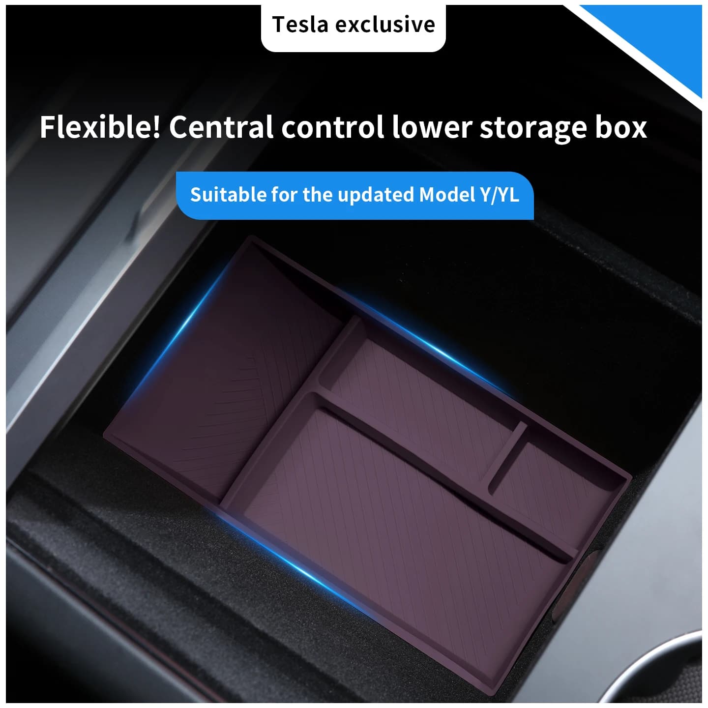 For Tesla Model Y/YL Juniper Center Console Armrest Lower Storage Box Stowing Bottom Lower Organizer Tray Pad Car Accessories