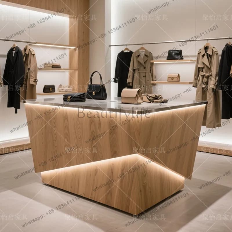 Factory Direct Solid wood clothing store Nakashimadai decoration ornament display cabinet can be customized