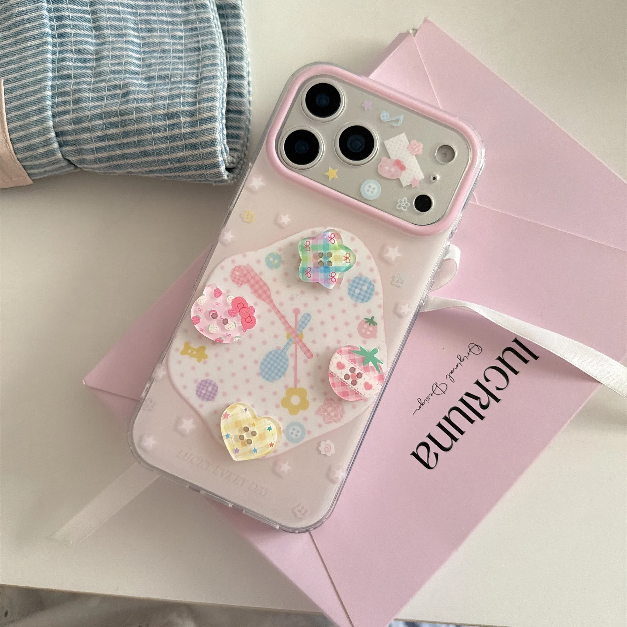 For iPhone 17 16 15 14 Pro ProMax 13 Soft Shockproof Protective Case Creative 3D Button Clock Pink Phone Case