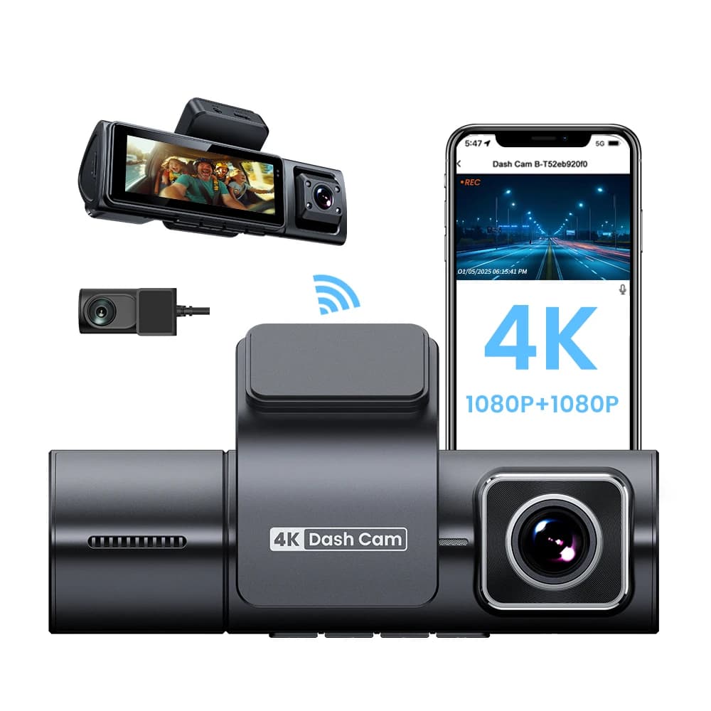 3.2inch 3 Channels Wifi Driving Recorder  4K+1K+1k Front+Inside+ Rear Car Camera 3 Lens Record Dashcam for Car