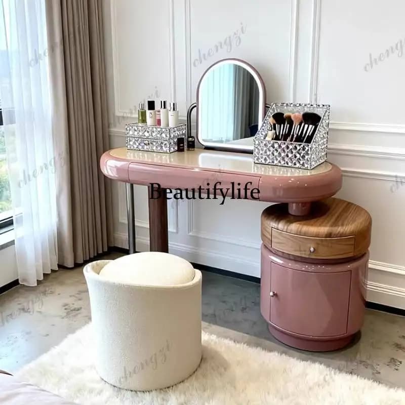 Nordic Makeup Table Narrow European Wood Modern Vanity Desk Bedroom Lounges Storage Coiffeuse Chambre Furniture Home