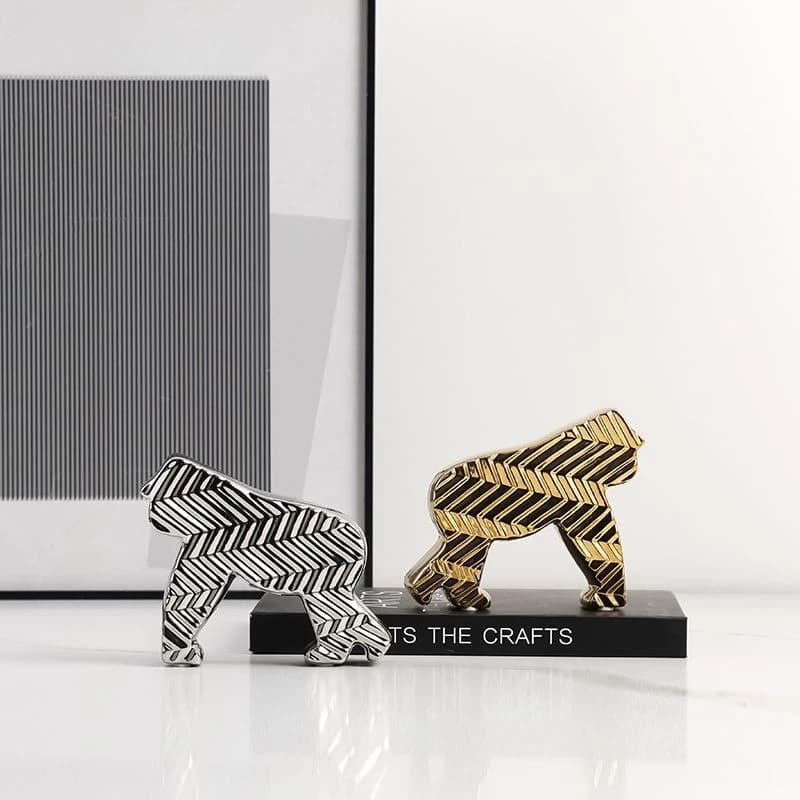 Modern light luxury abstract corrugated orangutan ceramic small ornament, model room  creative soft decoration