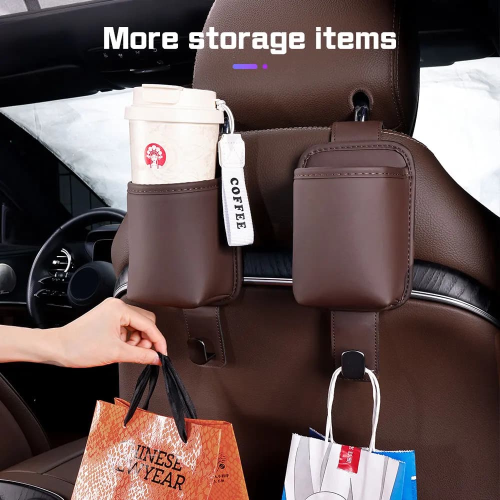 For Porsche Panamera Macan 718 Taycan 911 Cayman Boxster 9ya Car Backrest Hanger Storage Bin with Hook Cup Holder Storage Box