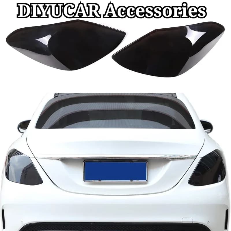 For Mercedes Benz C Class W205 2015-2021 ABS Blackened Car Rear Taillight Cover Trim Exterior Accessories