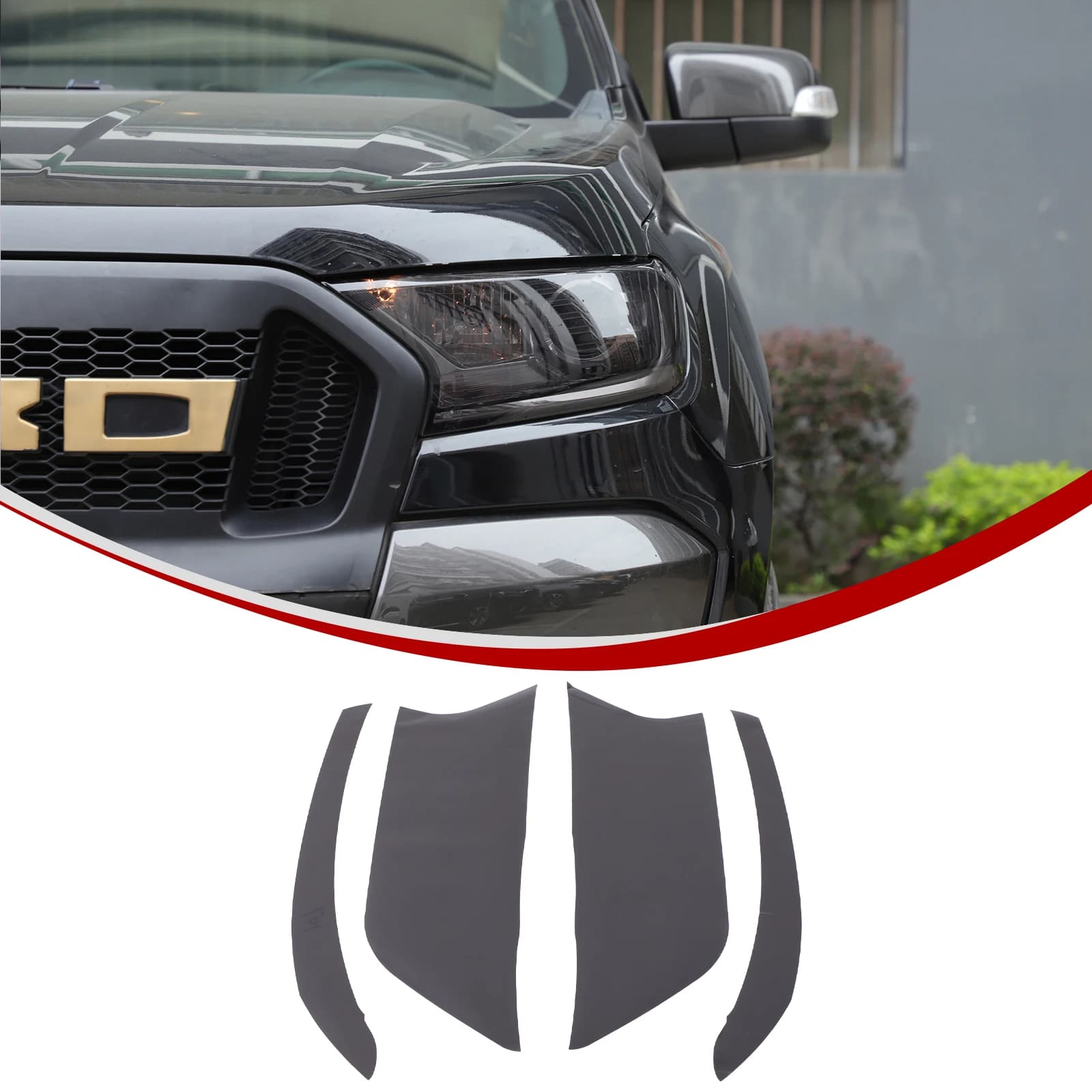 For Ford Ranger Wildtrak T7 T8 2015-2021 TPU Black Car Front Headlights Decorative Film Sticker Car Accessories