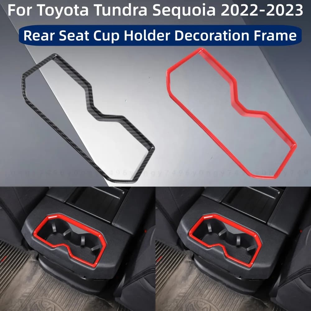 Car Upgrade Rear Seat Cup Holder Decoration Frame For Toyota Tundra Sequoia 2022-2023 Modification Decoration Accessories