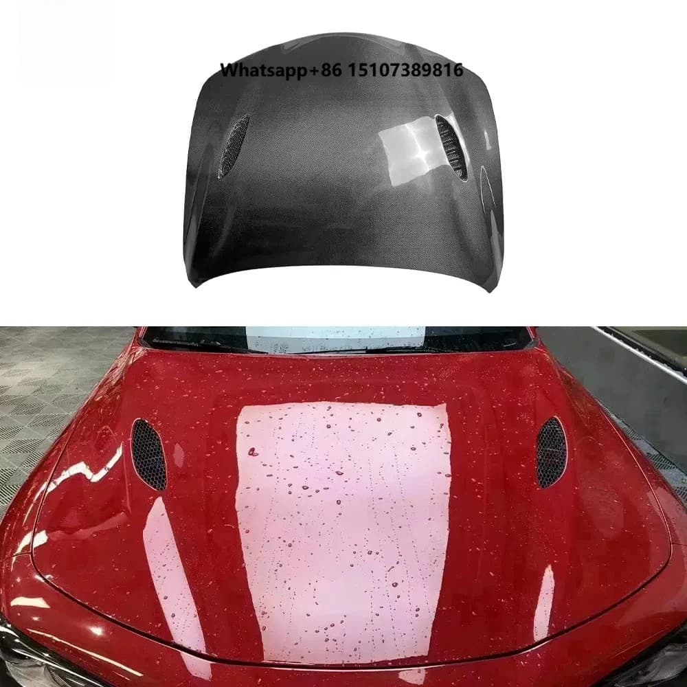 For  Giulia Quality Assurance Dry Carbon Fiber Four-leaf Clover Style Car Hood Bonnet Engine Cover