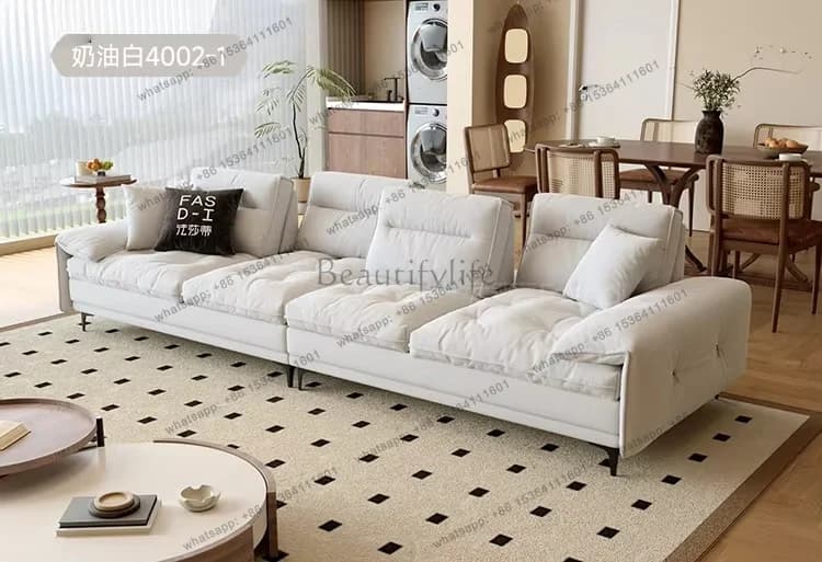 PG  Sofa Cat Scratching Fabric Adjustable Backrest Straight Row Living Room Light Luxury Minimalist Ultra Deep Seat Wide Sofa