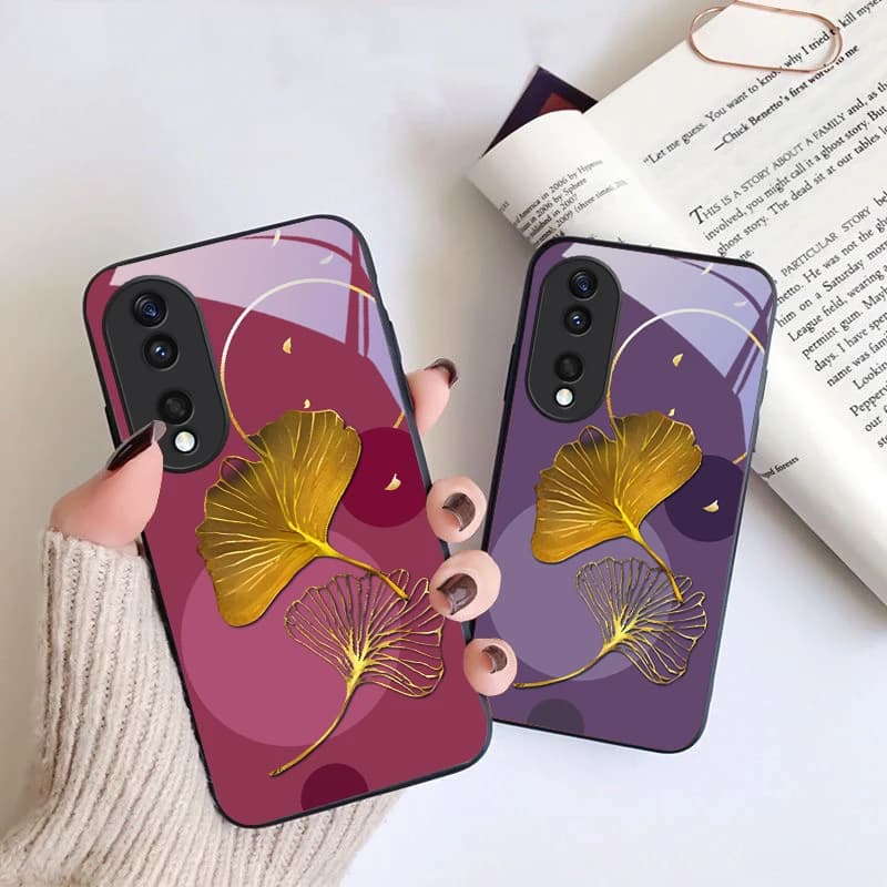 Pure yellow ginkgo leaves For Honor X6 X9c X9 X6b X8a X8 X9b X5b Plus X8b 30 Pro+ 50 Pro 70 90 200 Lite Black Glass Phone Case