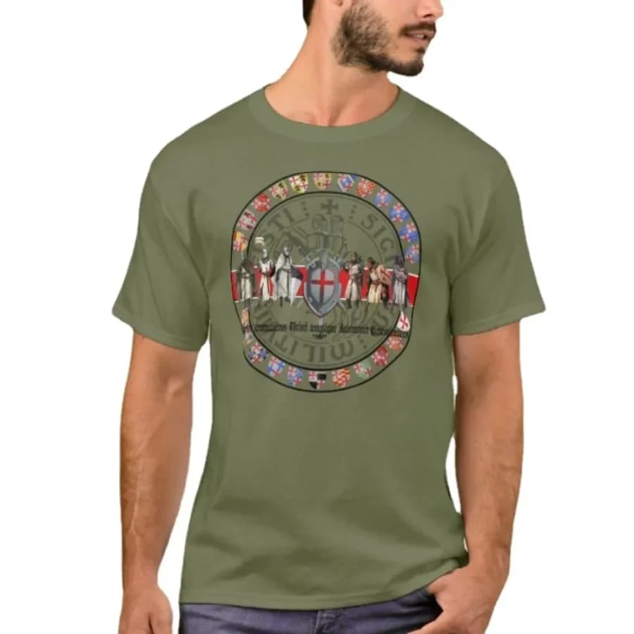 Coats of Arms of The Templar Grand Masters. Knights Templer Graphic with The Shield and Swords T-Shirt Cotton Mens T Shirt New