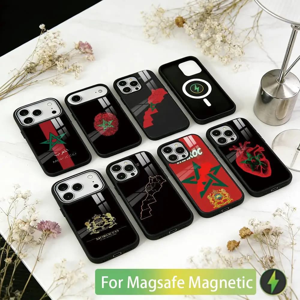 M-Maroc Morocco Flag Phone Case For iPhone17,16,15,14,13,12,11 Plus,Pro Magnetic For Magsafe Wireless Charging
