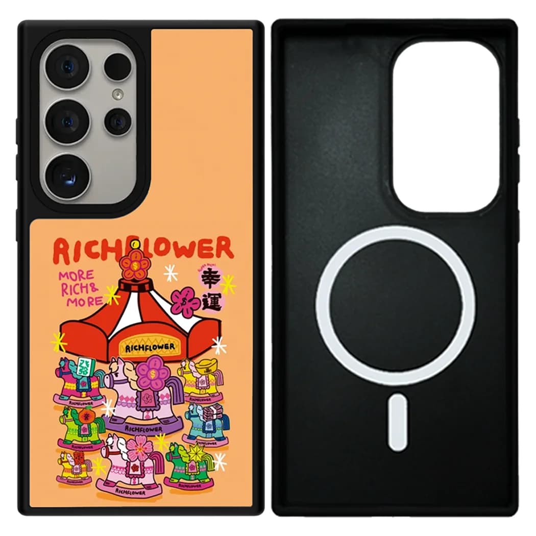Creative Carousel Mirror Surface Case for Samsung Galaxy S26 S25 S24 S23 Ultra S26U S24+ S25+ S26 Plus Protective Case