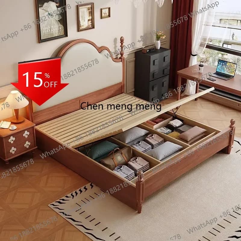 Q181 Beauty Princess Double Bed Bedroom Organizer Floor Headboards Double Bed Luxury Conference Cama Solteiro Entrance Hall Furn