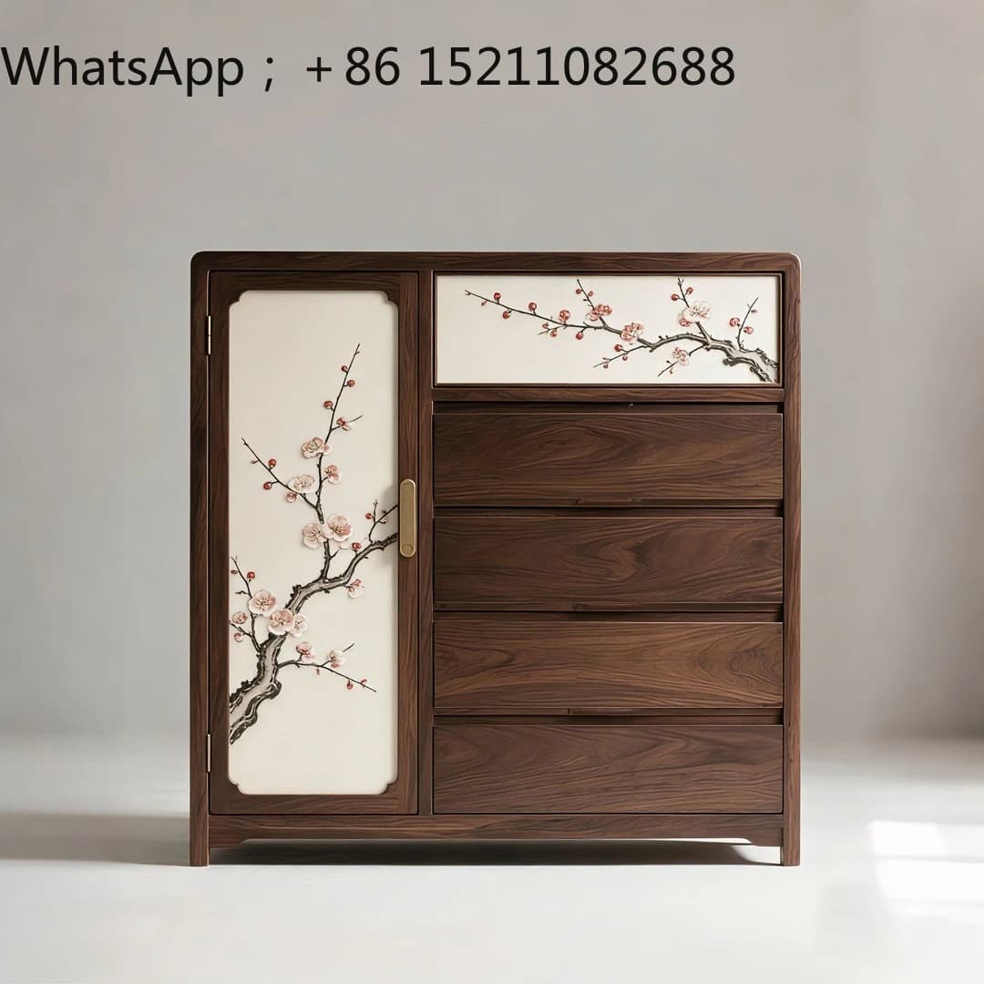 SCY ash wood chest of drawers minimalist entrance cabinet living room solid wood storage cabinet