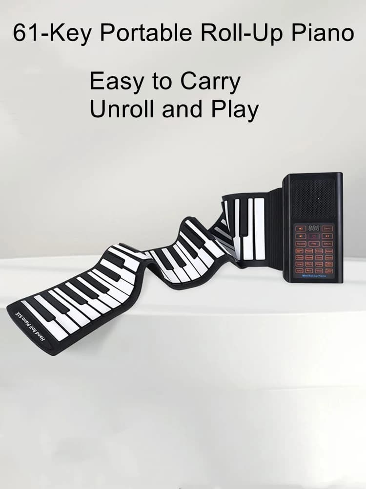 61-Key Manual-Roll Piano Smart Portable Multifunctional Digital Piano for Adults with Foldable Design