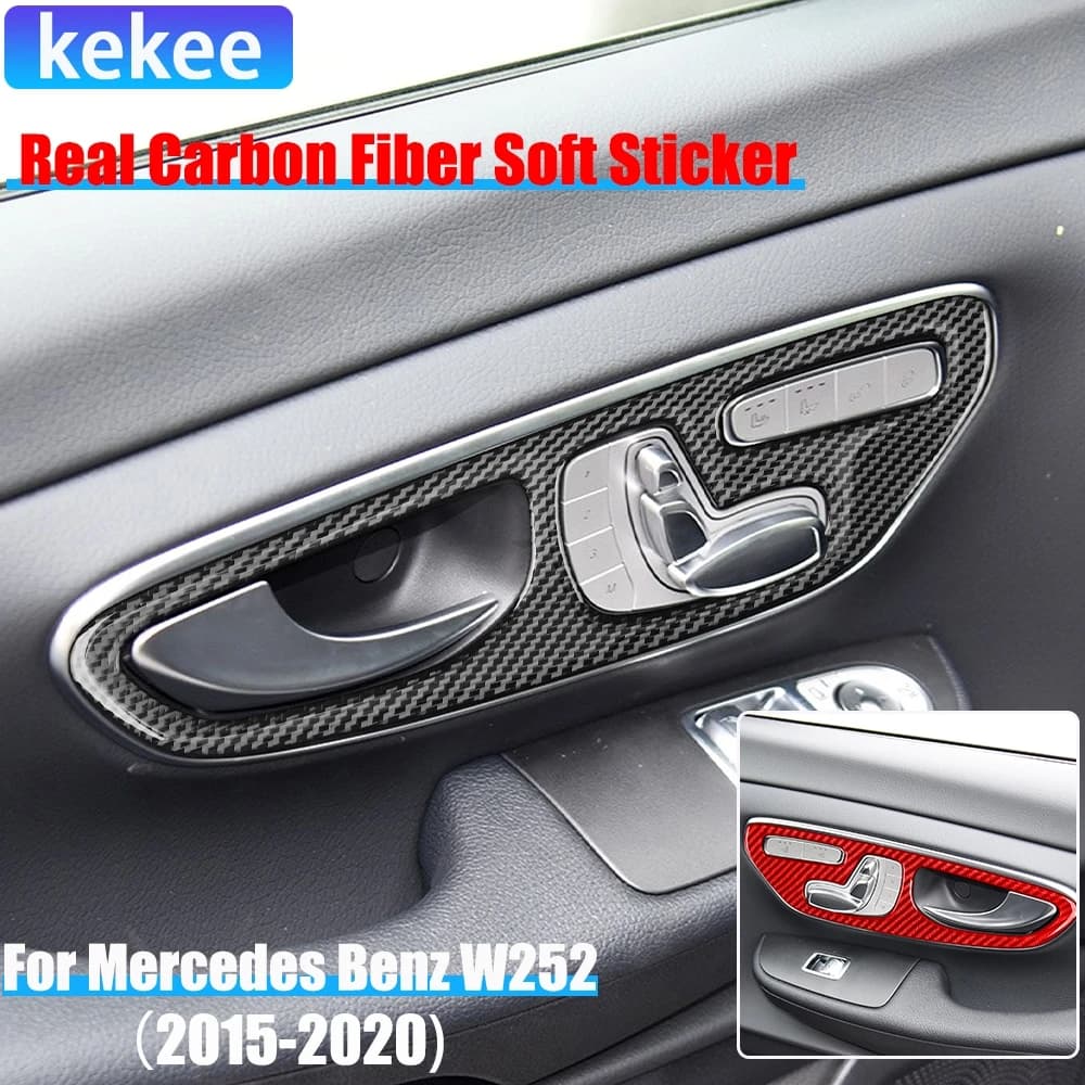 Real Carbon Fiber Car Accessories Door Handle Panel Trim Cover Soft Sticker For Mercedes V Class W447 V250 V260 2015-2020